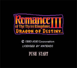 Romance of the Three Kingdoms 3: Dragon of Destiny SNES Screenshot Screenshot 1